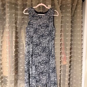 DKNY Black and Gray Floral Maxi Dress